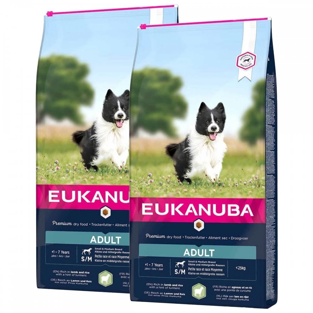 Eukanuba Adult Small & Medium Breed Lamb&Rice 2 x 12kg Hund - Hundemat - Tørrfôr