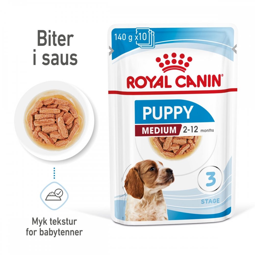 Royal Canin medium Puppy våtfôr (10x140g) Hund - Hundemat - Våtfôr