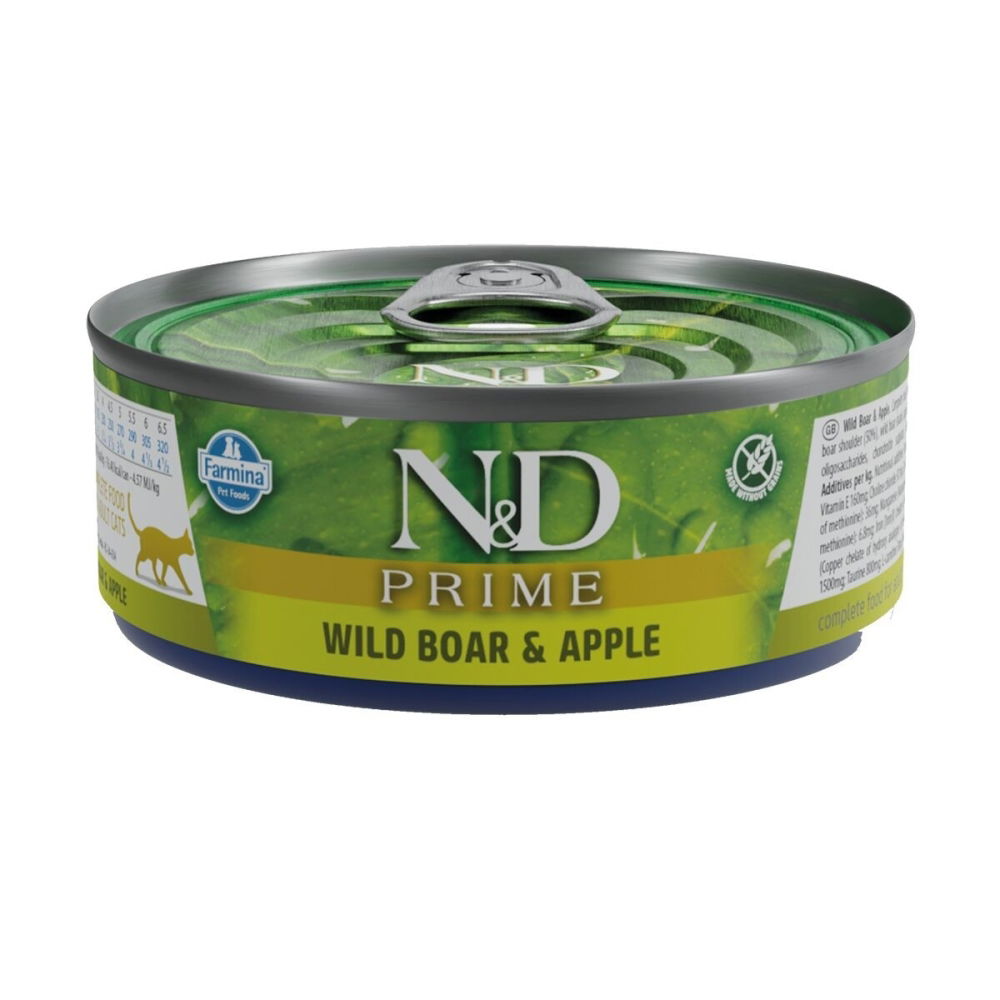 N&D Prime Wil Boar & Apple Våtfôr til katt 12 x 80 g