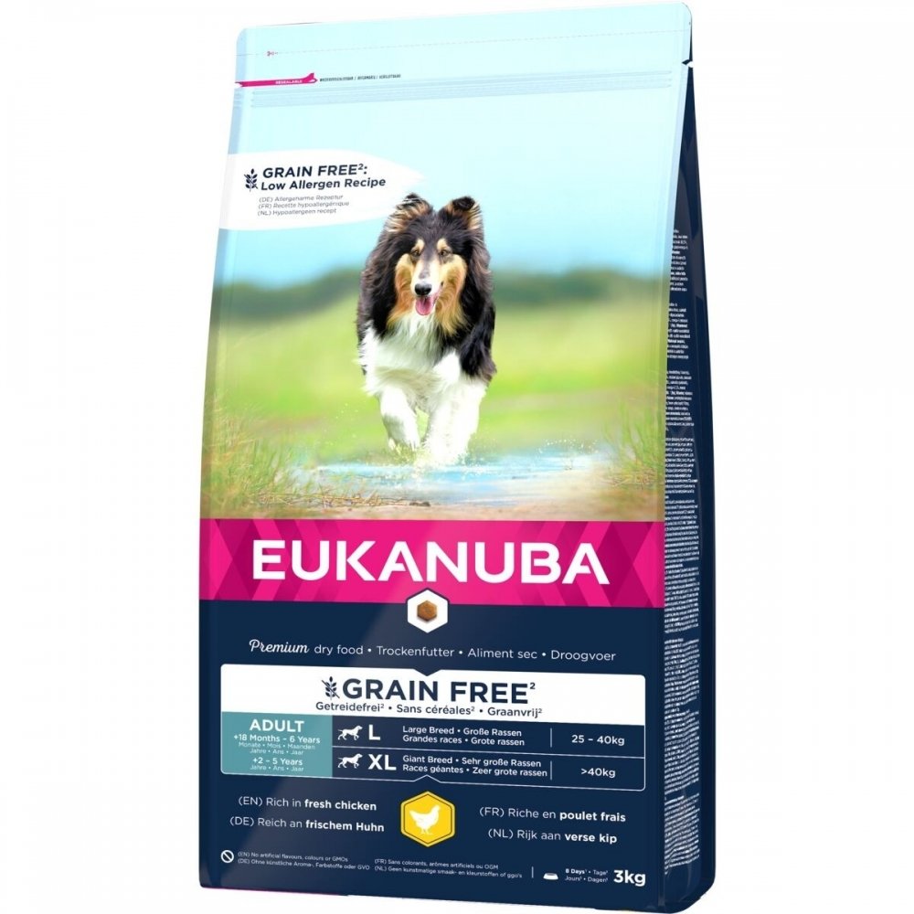 Eukanuba Dog Adult Grain Free Large & Giant Chicken (3 kg) Hund - Hundemat - Kornfritt hundefôr
