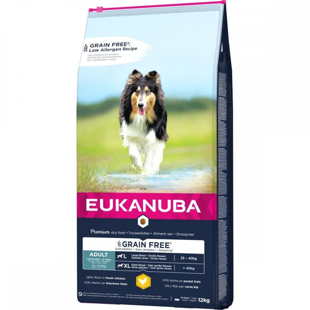 Eukanuba Dog Adult Grain Free Large & Giant Chicken (12 kg) Hund - Hundemat - Kornfritt hundefôr