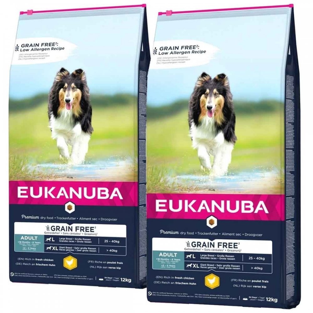 Eukanuba Grain Free Adult Large & Giant Chicken 2 x 12kg Hund - Hundemat - Kornfritt hundefôr
