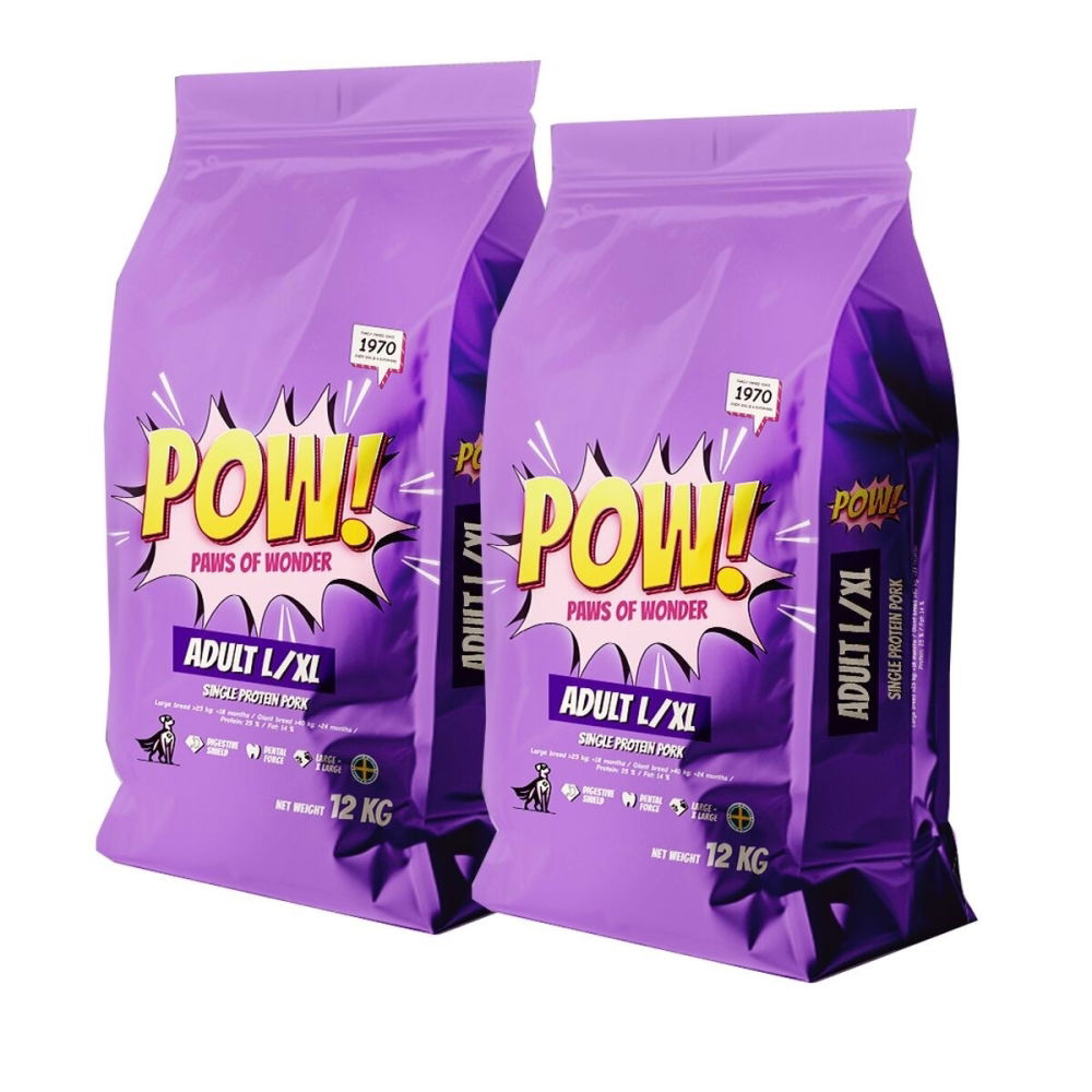 Bilde av POW! Dog Adult Large/X-Large Pork 2x12 kg - Alt til hunden