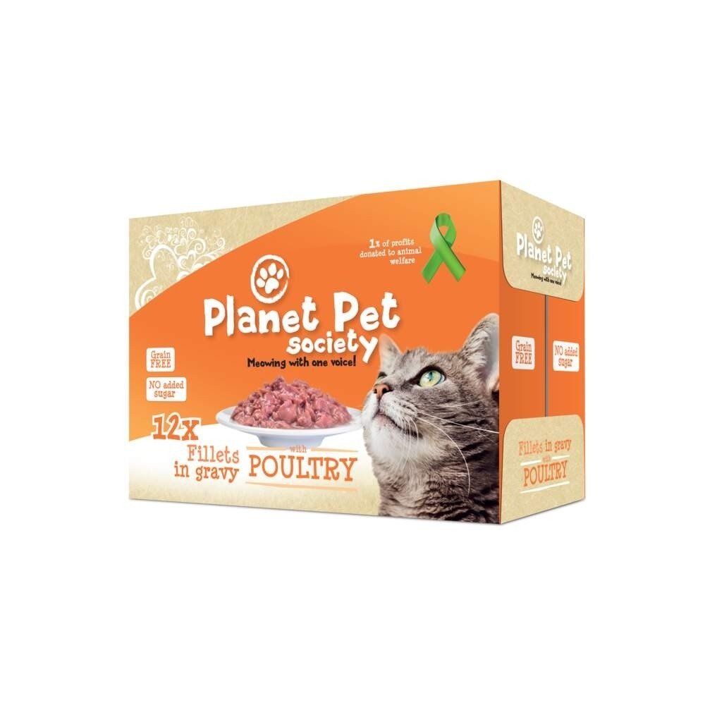 Planet Pet Society Fjærkre i Saus 12x85 g Katt - Kattemat - Våtfôr