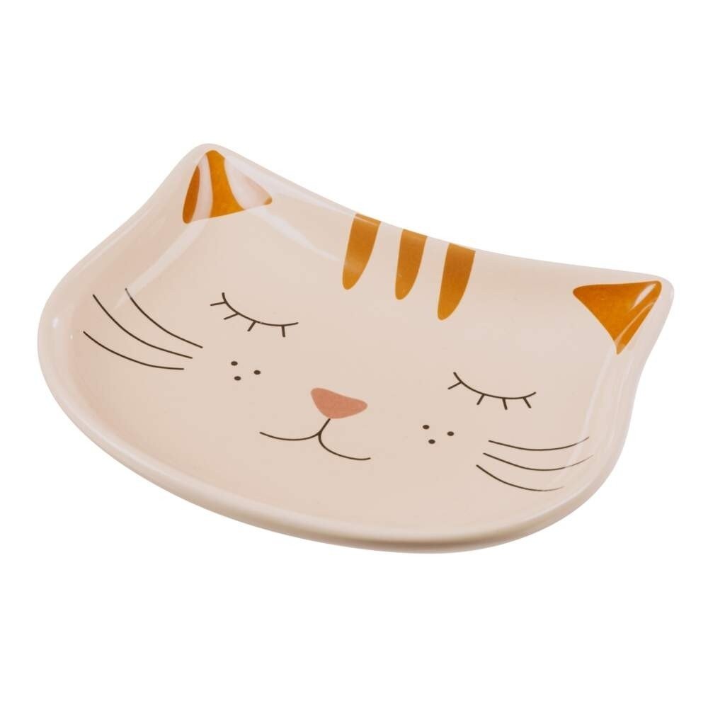 Basic Katteskål Kattansikt Beige Katt - Matplass - Katteskåler