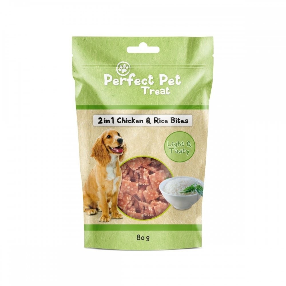 Perfect Pet 2-in-1 Chicken & Rice Bites 80 g Hund - Hundegodteri - Godbiter til hund