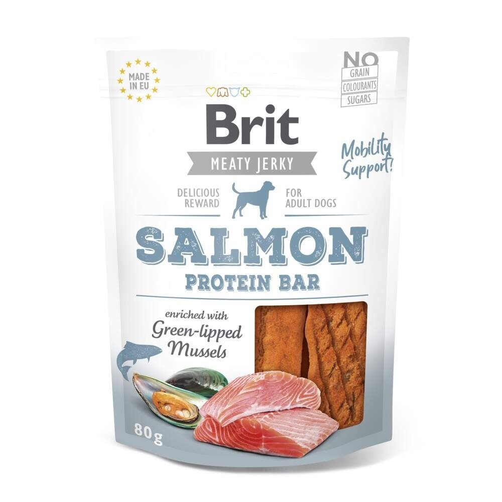 Bilde av Brit Care Meaty Jerky Proteinbar Salmon 80 G