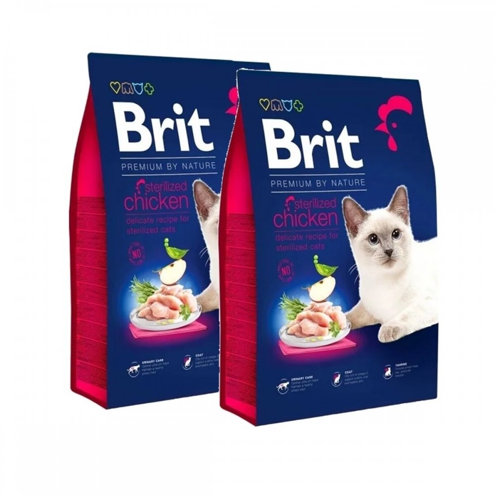 Brit Premium By Nature Sterilized Chicken 2x8 kg Katt - Kattemat - Tørrfôr