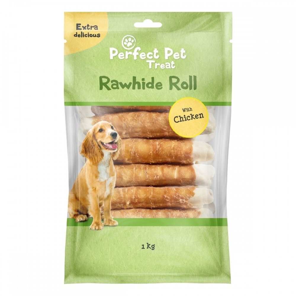 Perfect Pet Rawhide roll chicken wrap 18 cm 15 pcs 1 kg Hund - Hundegodteri - Hundebein