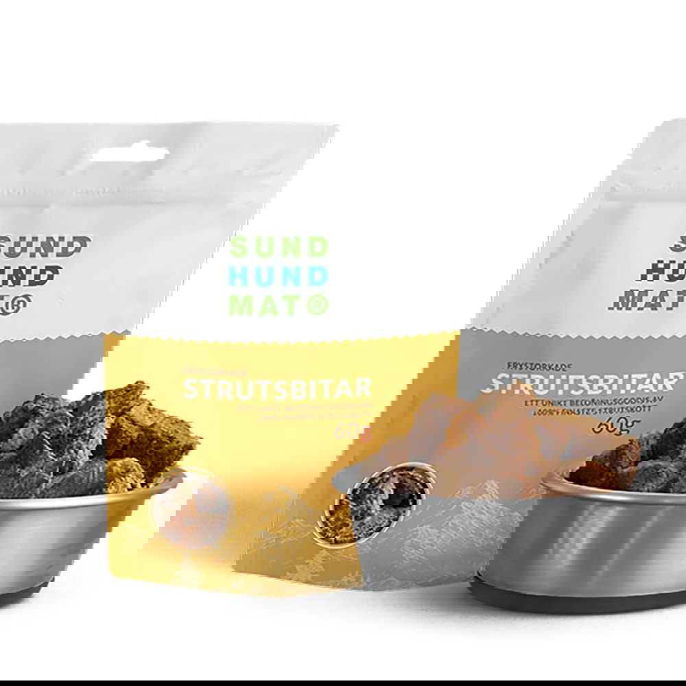 Sund Hundmat Frysetørket Strutsbiter 60g