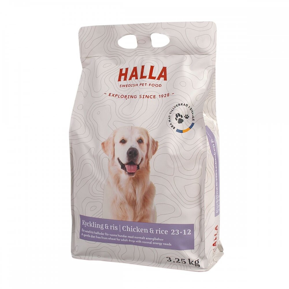 Halla Kylling & Ris 23-12 (3,25 kg) Hund - Hundemat - Tørrfôr