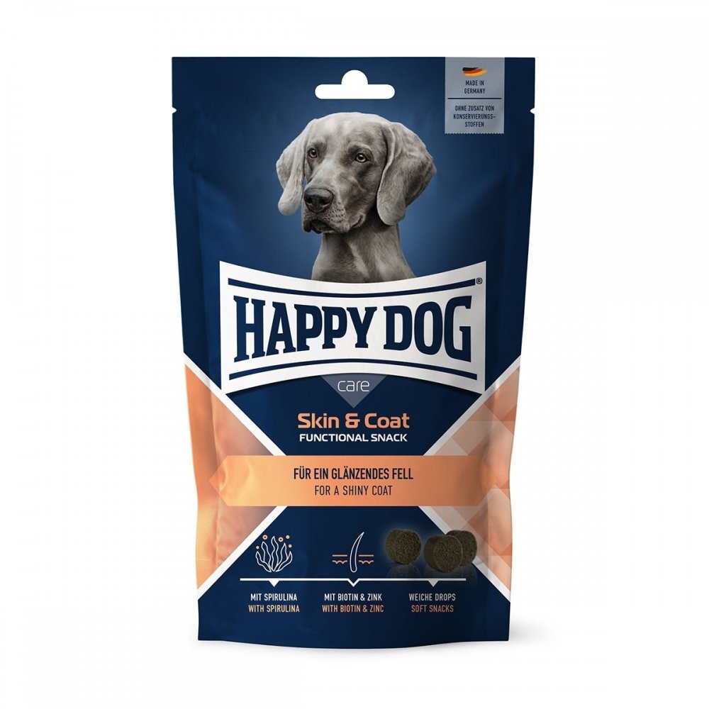 Happy Dog Care Skin & Coat Hundegodteri 100 g Hund - Hundegodteri - Godbiter til hund