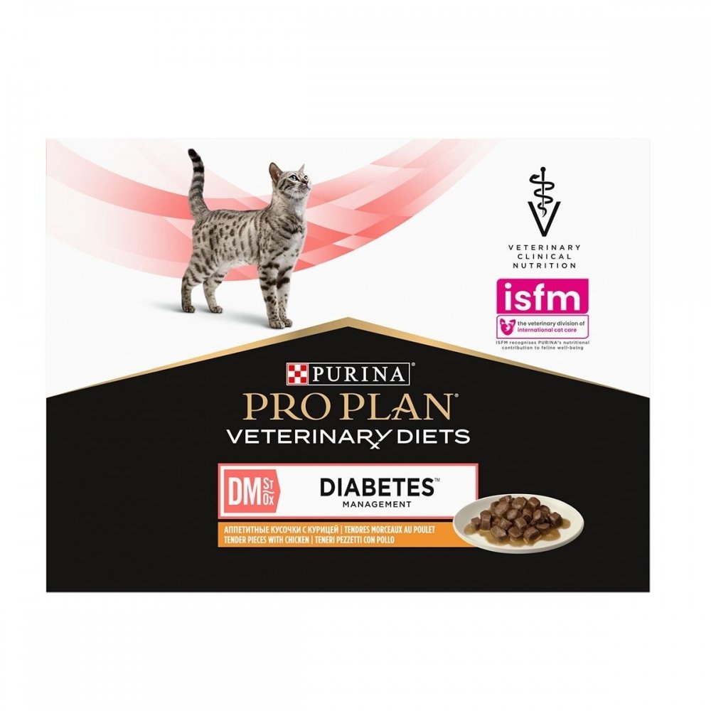 Purina Pro Plan Veterinary Diets Feline DM Diabetes Management Chicken 10x85 g Katt - Kattemat - Veterinærfôr