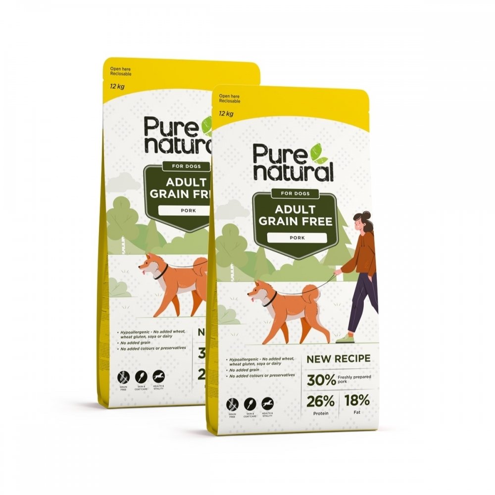 Bilde av Purenatural Dog Adult Grain Free Pork 2 x 12 kg - Alt til hunden