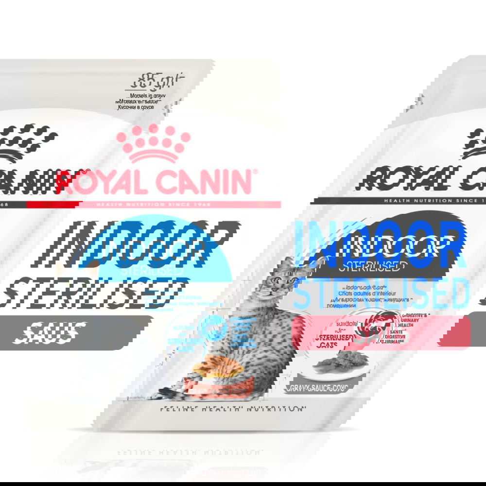Royal Canin Indoor Sterilised in Gravy Sauce 85g (12-Pack)