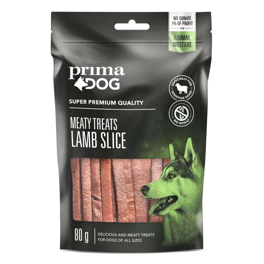 PrimaDog Meaty Treats Lamb Slice 80 g Hund - Hundegodteri - Tørket hundegodteri