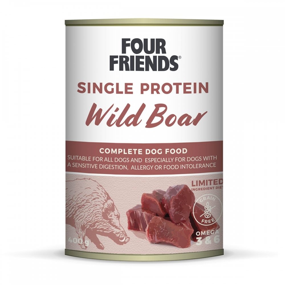 Four Friends Dog Single Protein Wild Boar 400 g Hund - Hundemat - Våtfôr