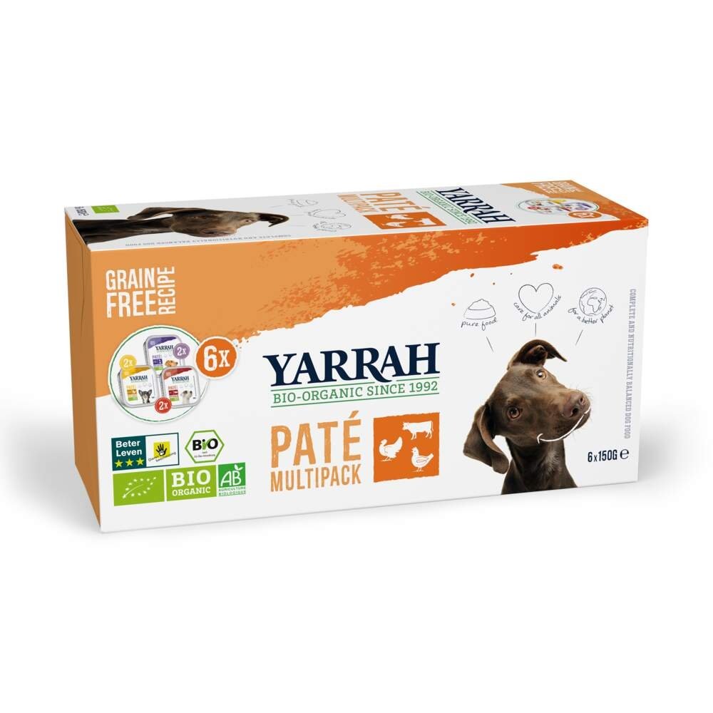 Yarrah Organic Dog MultiPack Paté Grain Free 6 x 150 g Hund - Hundemat - Våtfôr