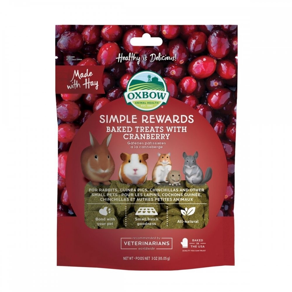 Oxbow Simple Rewards Baked Treats with Cranberry 85 g Marsvin - Marsvingodteri