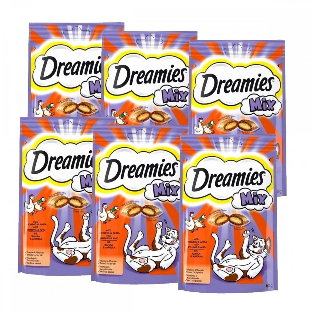 Dreamies Mix Kylling & And 6x60 g Katt - Kattegodteri