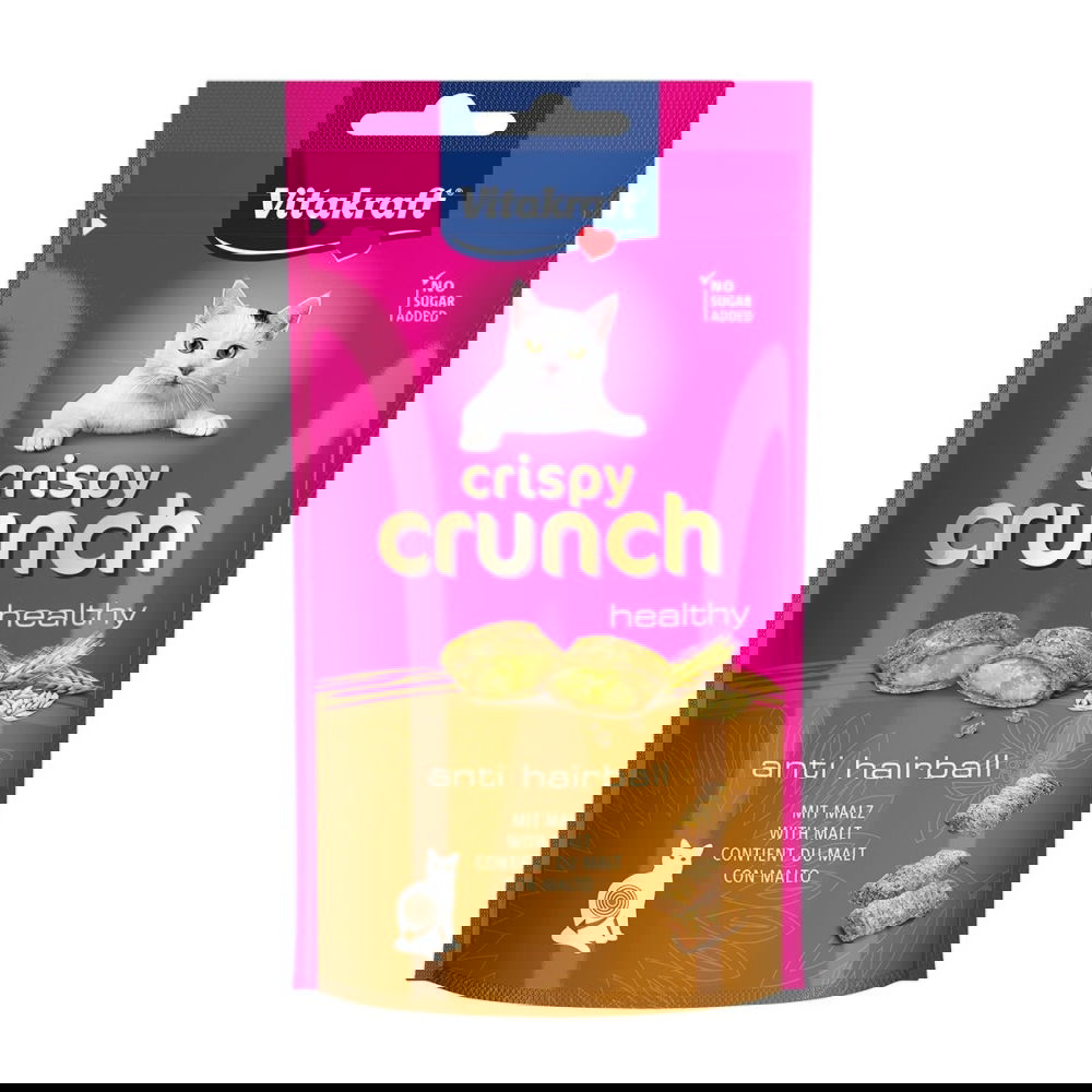 Vitakraft - Crispy Crunch anti hairball snack for cats with malt container 60g