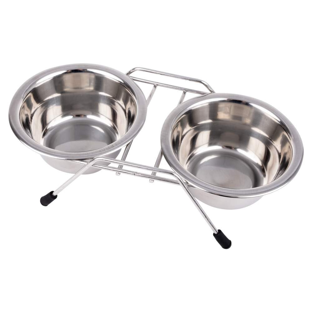 Little&Bigger Double Diner Metallic Skål (2x250ml) Hund - Matplass - Hundeskåler