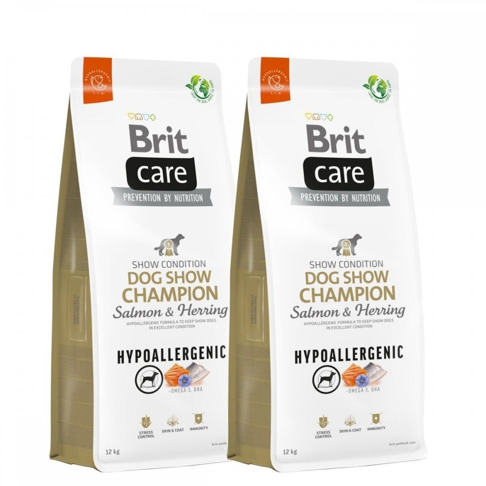 Brit Care Dog Adult Dog Show Champion Hypoallergenic Salmon & Herring 2x12 kg Hund - Hundemat - Tørrfôr