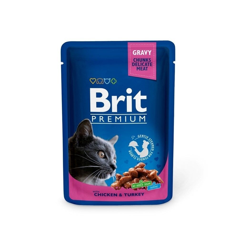 Brit Premium Porsjonsposer Med kylling & kalkun for Katter Katt - Kattemat - Våtfôr