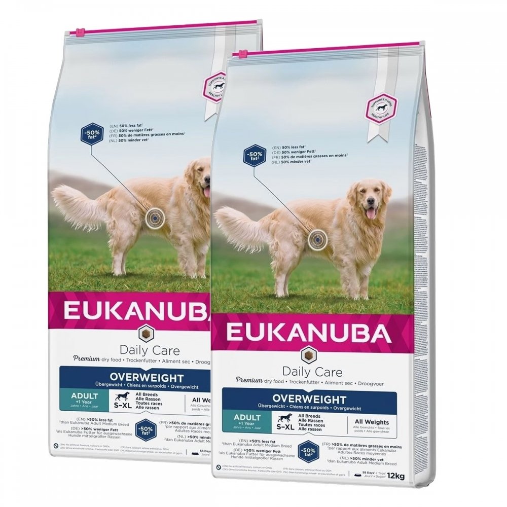 Eukanuba Daily Care Adult Overweight All Breeds 2 x 12kg Hund - Hundemat - Tørrfôr