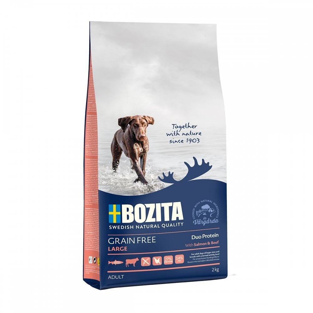 Bozita Grain Free Large Salmon & Beef (2 kg) Hund - Hundemat - Kornfritt hundefôr