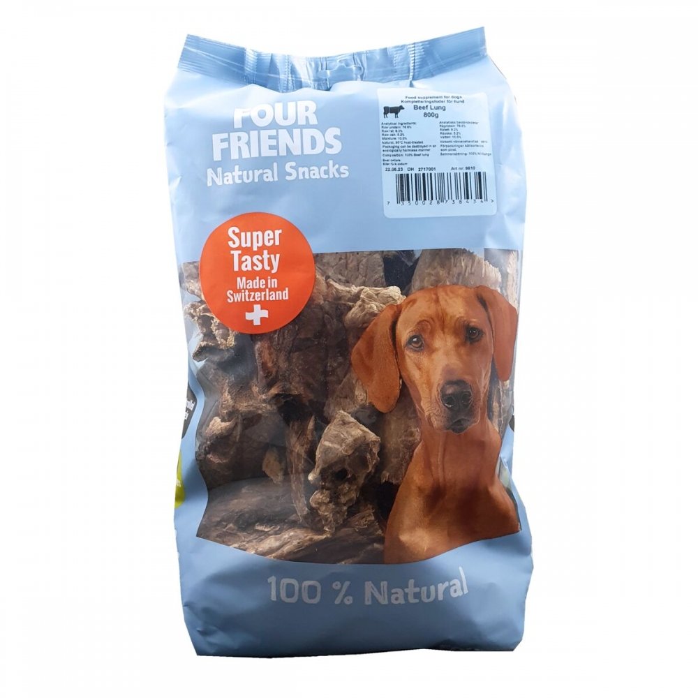 FourFriends Dog Natural Snack Beef Lung (800 g) Hund - Hundegodteri - Tyggepinner