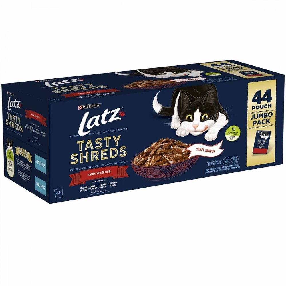 Latz Tasty Shreds Farm Selection Multipakke 44×80 g