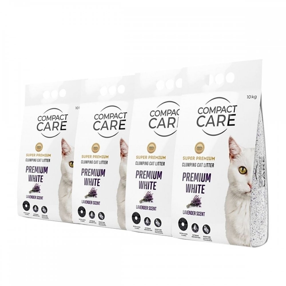 Compact Care Premium White Lavender 4 x 10kg Katt - Kattesand