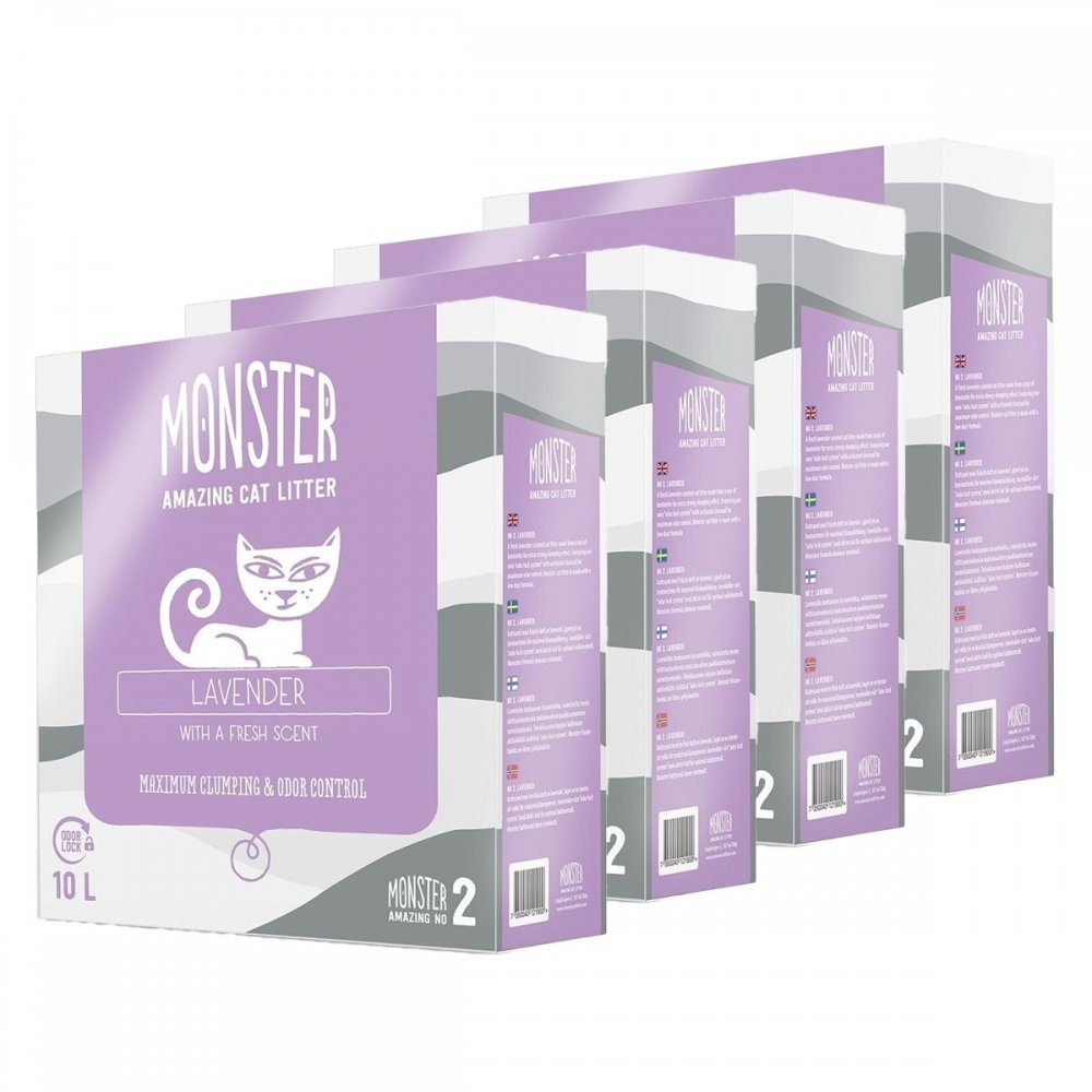Monster Lavendel 4 x 10L Katt - Kattesand