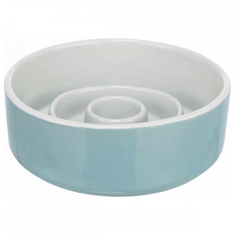 Trixie Slow Feeding bowl, ceramic, 0.45 l/ø 14 cm, grey/blue