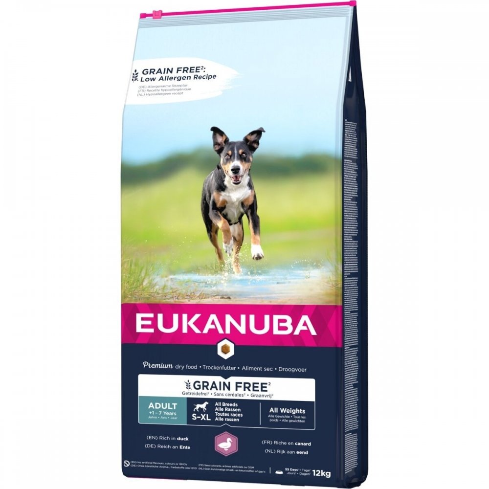 Eukanuba Dog Adult Grain Free All Breeds Duck (12 kg) Hund - Hundemat - Kornfritt hundefôr