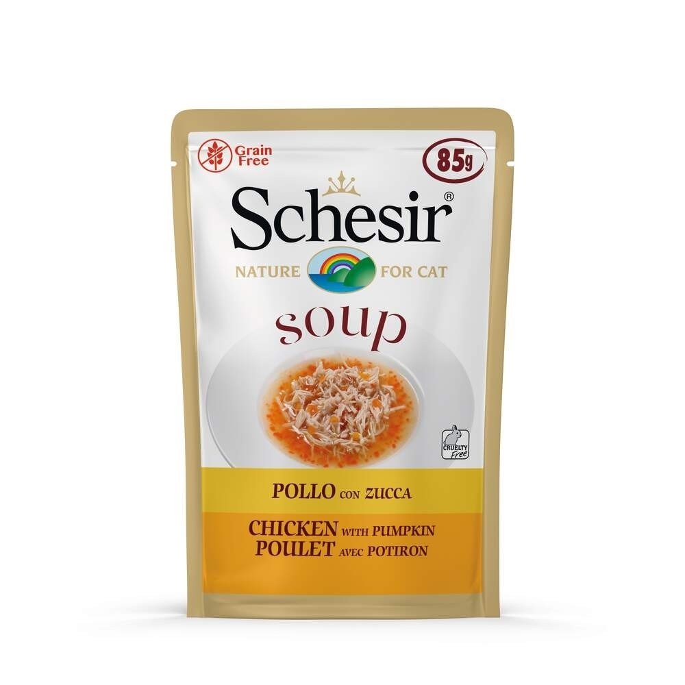 Schesir Soup Kylling med Gresskar 85 g Katt - Kattemat - Våtfôr