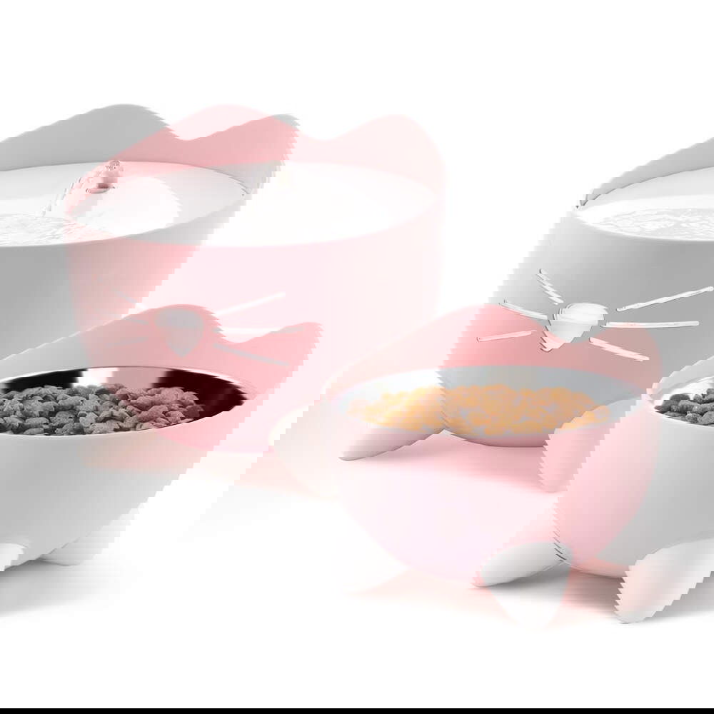 Catit Pixi Combo sett Drikkefontene & Hevet Matskål Rosa