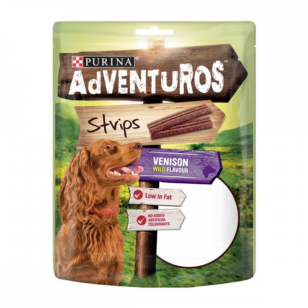 Adventuros Strips Venison Hund - Hundegodteri - Tørket hundegodteri