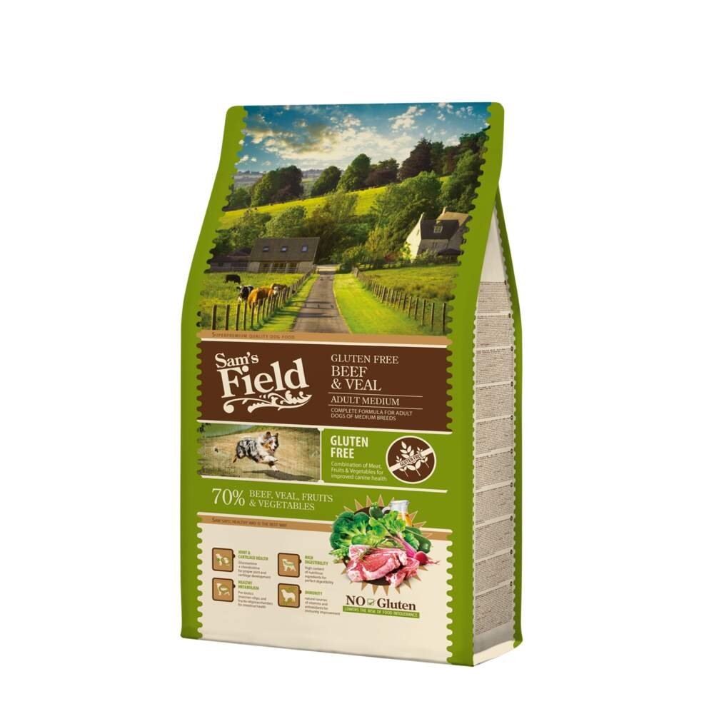 Sam´s Field Adult Maedium Beef & Veal (2,5 kg) Hund - Hundemat - Tørrfôr