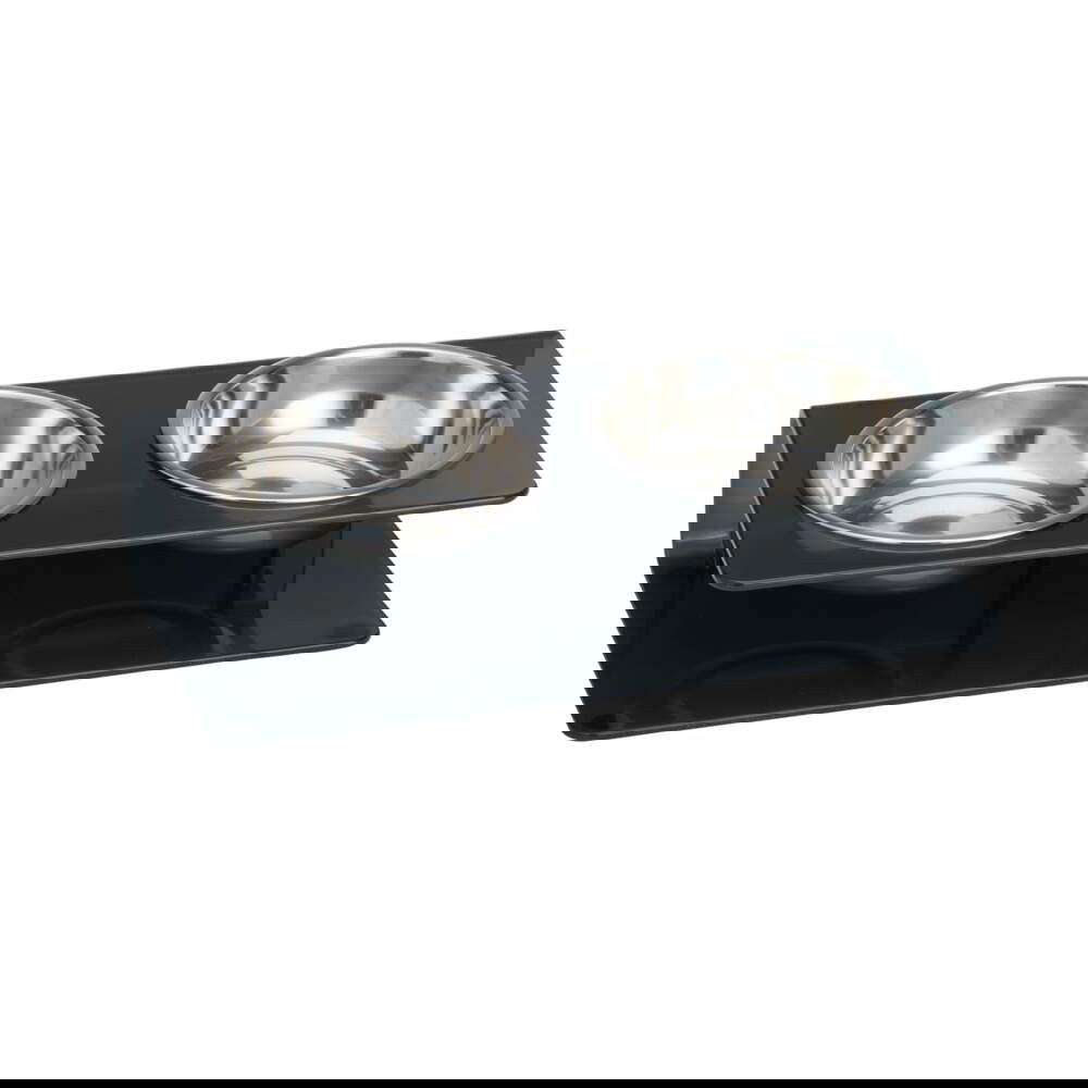 Bilde av Little&Bigger Acrylic Matbar med 2 skåler Mørkgrå - Alt til hunden