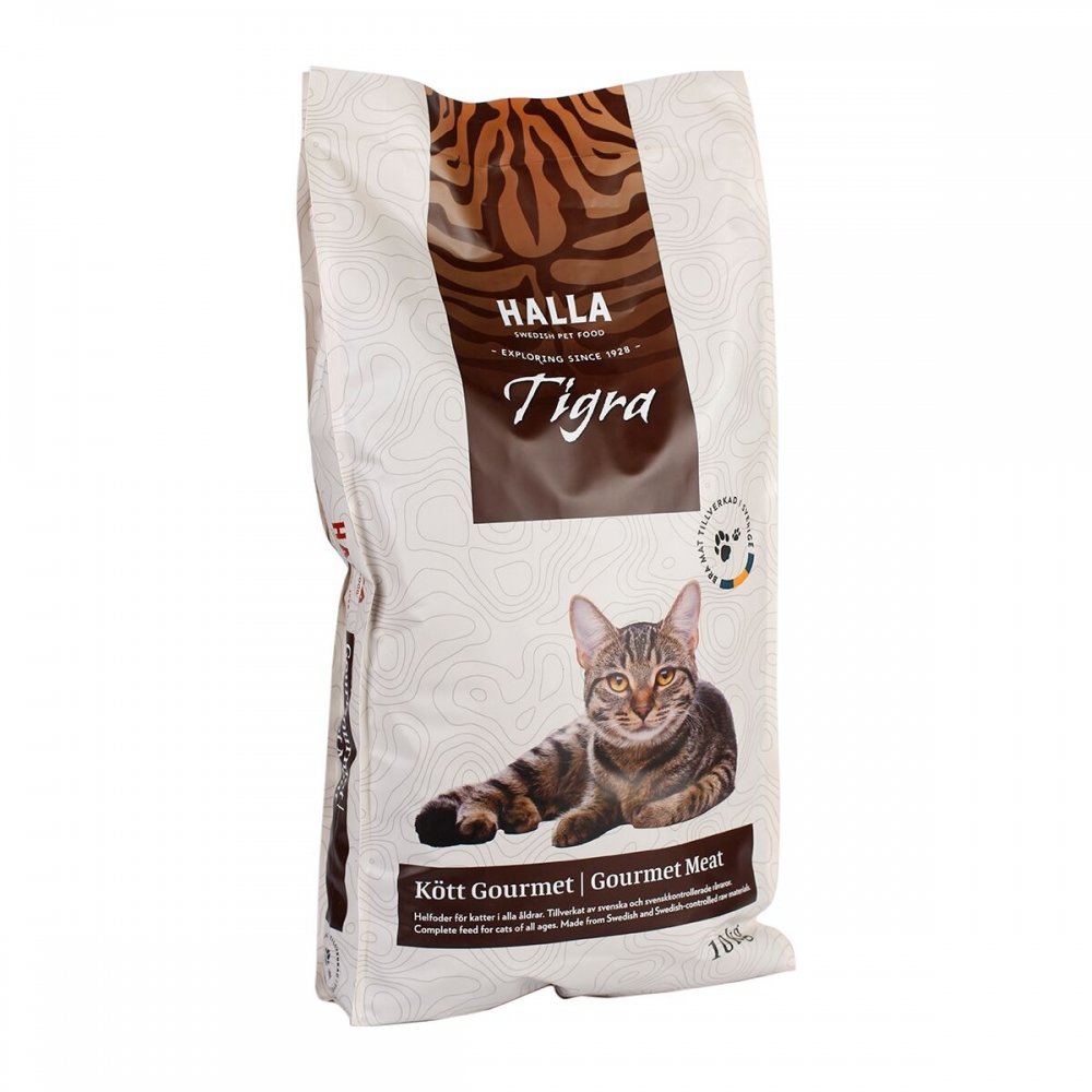 Halla Foder Tigra Kjøtt Gourmet (10 kg) Katt - Kattemat - Tørrfôr