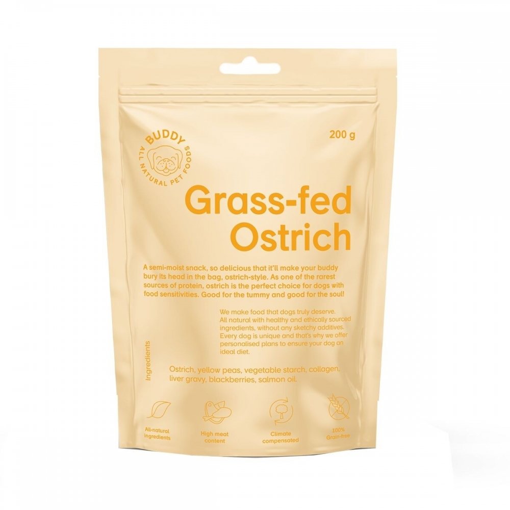 Bilde av Buddy Petfoods Grass-fed Ostrich Hundegodteri 200 G