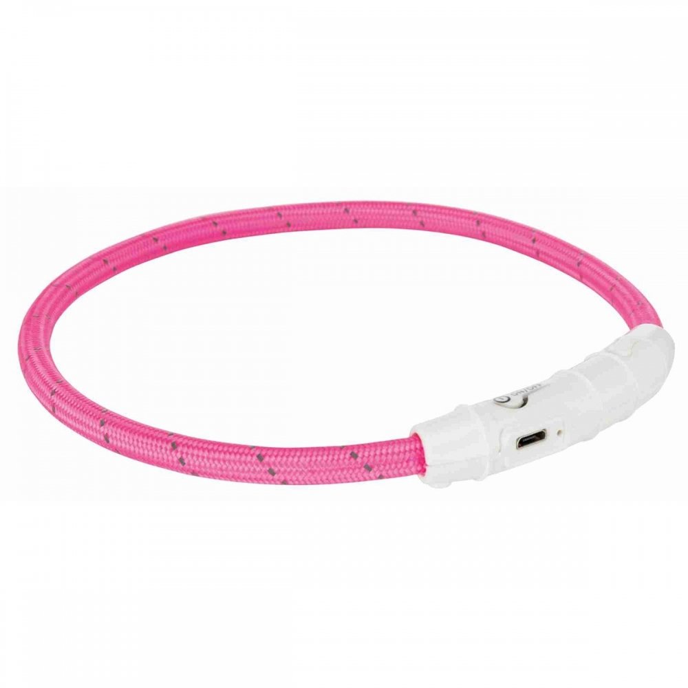Trixie Flash lysring USB, M–L: 45 cm/ø 7 mm, pink