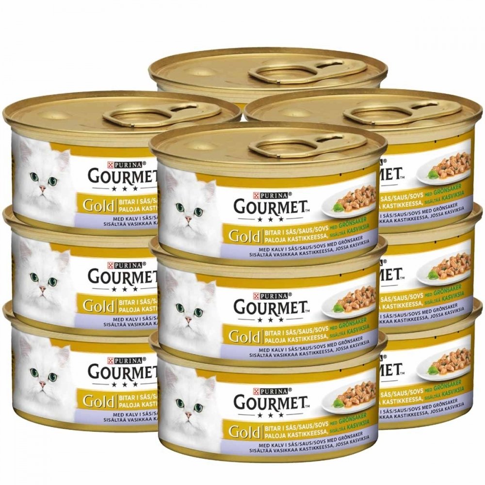 Gourmet Gold Bitar i Sås Kalv & Grönsaker 12x85 g Katt - Kattemat - Våtfôr