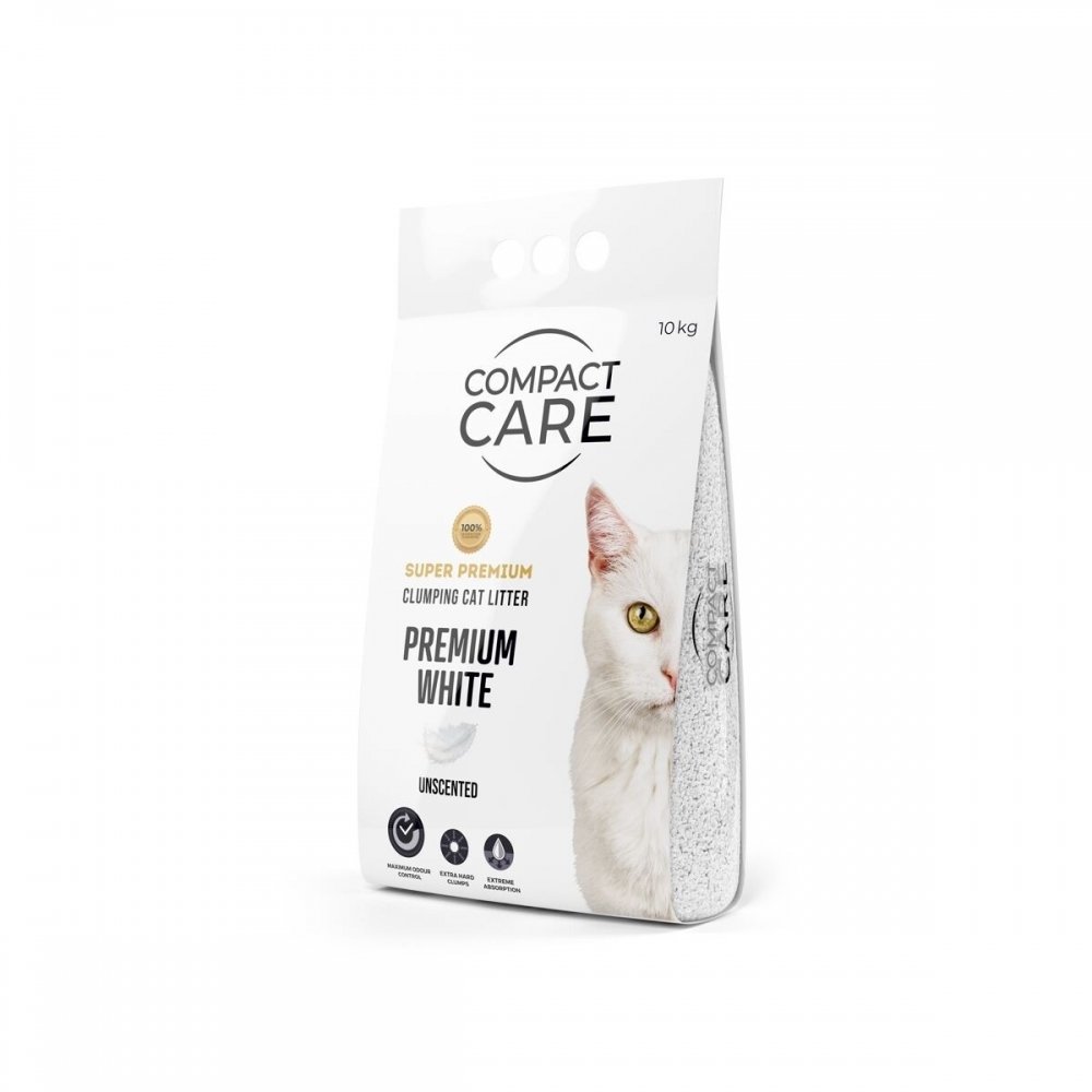 Compact Care Premium White Unscented 10 kg Katt - Kattesand