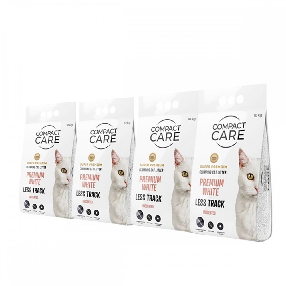 Compact Care Premium White Less Track 4x10kg Katt - Kattesand