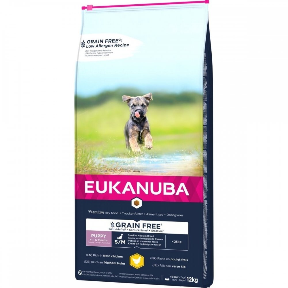 Eukanuba Puppy Grain Free Small & Medium Chicken (12 kg) Valp - Valpefôr - Tørrfôr til valp