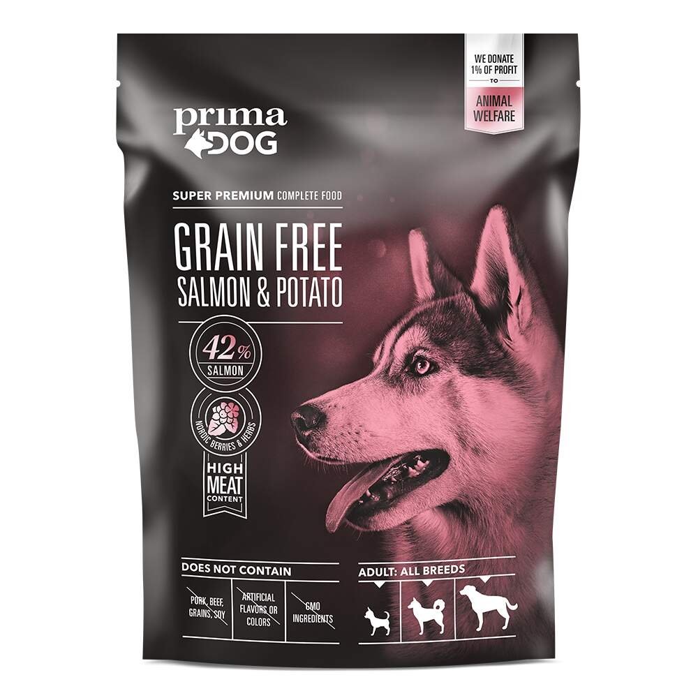 PrimaDog Adult All Breeds Sensitive Grain Free Salmon & Potato (1,5 kg) Hund - Hundemat - Spesialfôr - Hundefôr til følsom hud