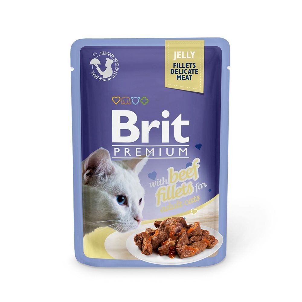 Brit Premium Pouches Fillets in Jelly with Beef Katt - Kattemat - Våtfôr